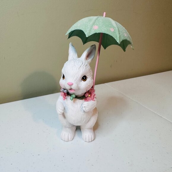 Easter Bunny holding Umbrella Figurine Spring bunny Spring Showers decoration - Picture 6 of 13